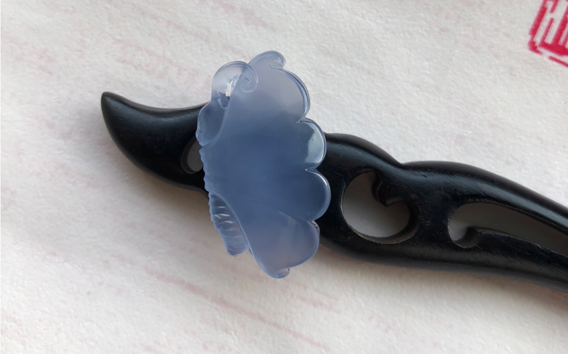 大杨树玛瑙玛瑙蓝蝴蝶吊坠