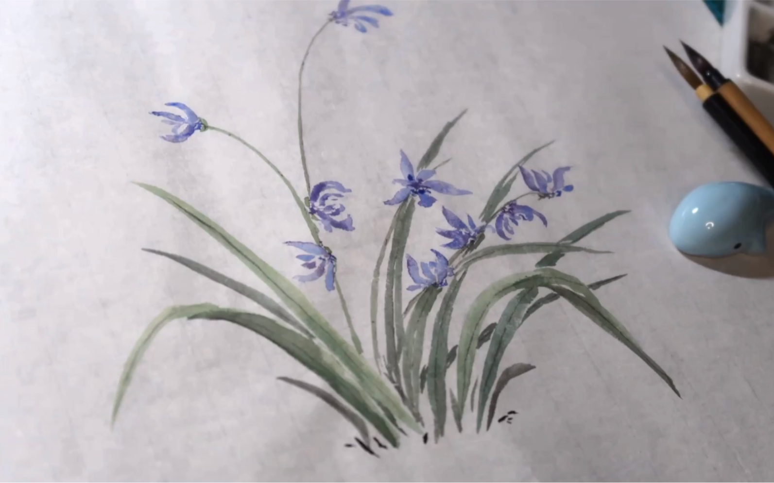 【古风水彩】水彩小品|兰花_哔哩哔哩_bilibili