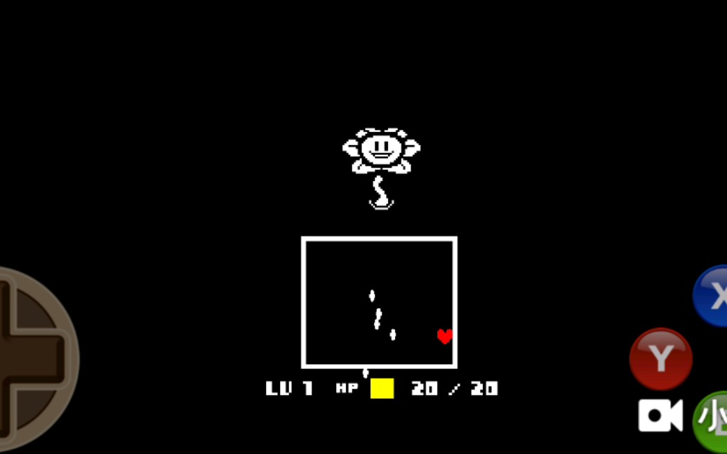 传说之下, 我扮演成frisk,中途遭到了小花的袭击,然后就遇到了toriel