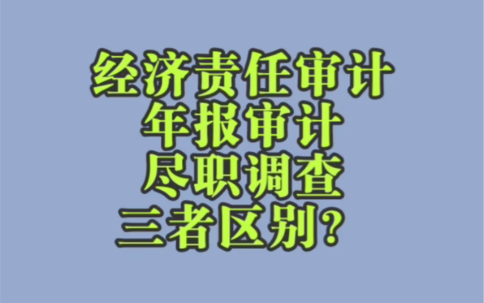 经济责任审计,年报审计与尽职调查的区别?哔哩哔哩bilibili