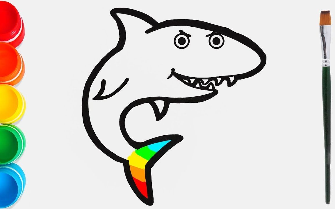 鲨鱼王怎么画简单图片