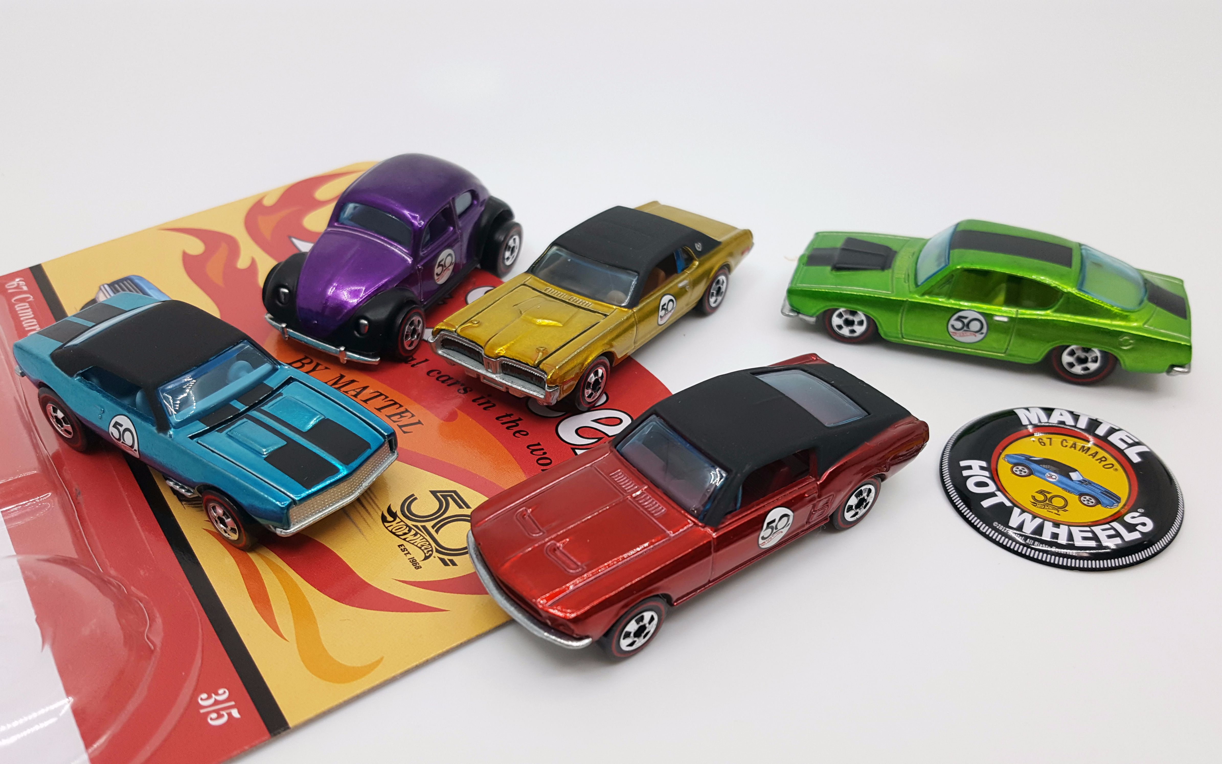 风火轮# hotwheels50周年 首发五子 复古复刻套装 #东知玩具#_哔哩