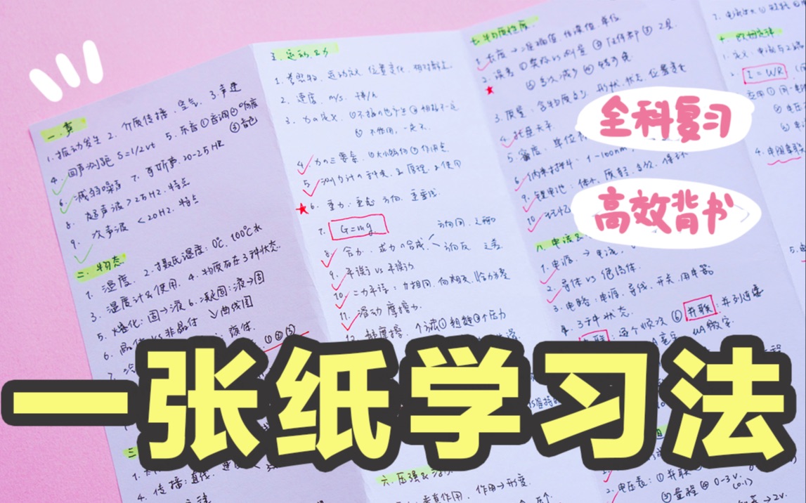 [图]【超简单】一张纸学习法！考前复习有救了～A4纸 帮你全科复习｜高效背书｜错题整理｜效率暴涨200%！学生党必看