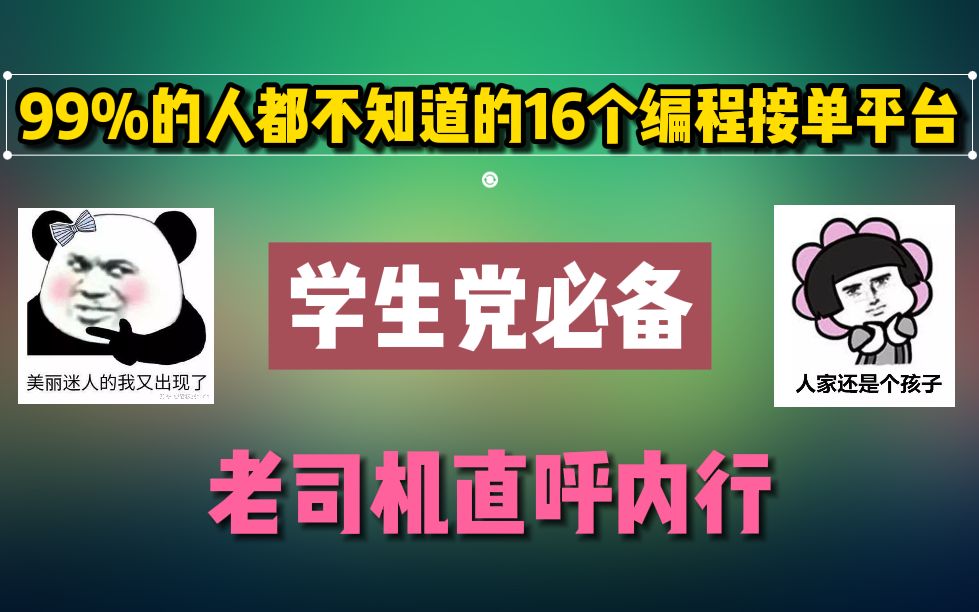 学生党必备,99%都不知道的16个编程接单平台,老司机直呼内行哔哩哔哩bilibili