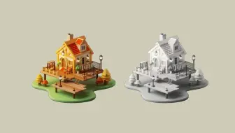 【3dmax建模】两小带你搞定卡通小木屋的制作，适合零基础学习的3dmax的建模案例教程，3dmax场景建模教程！