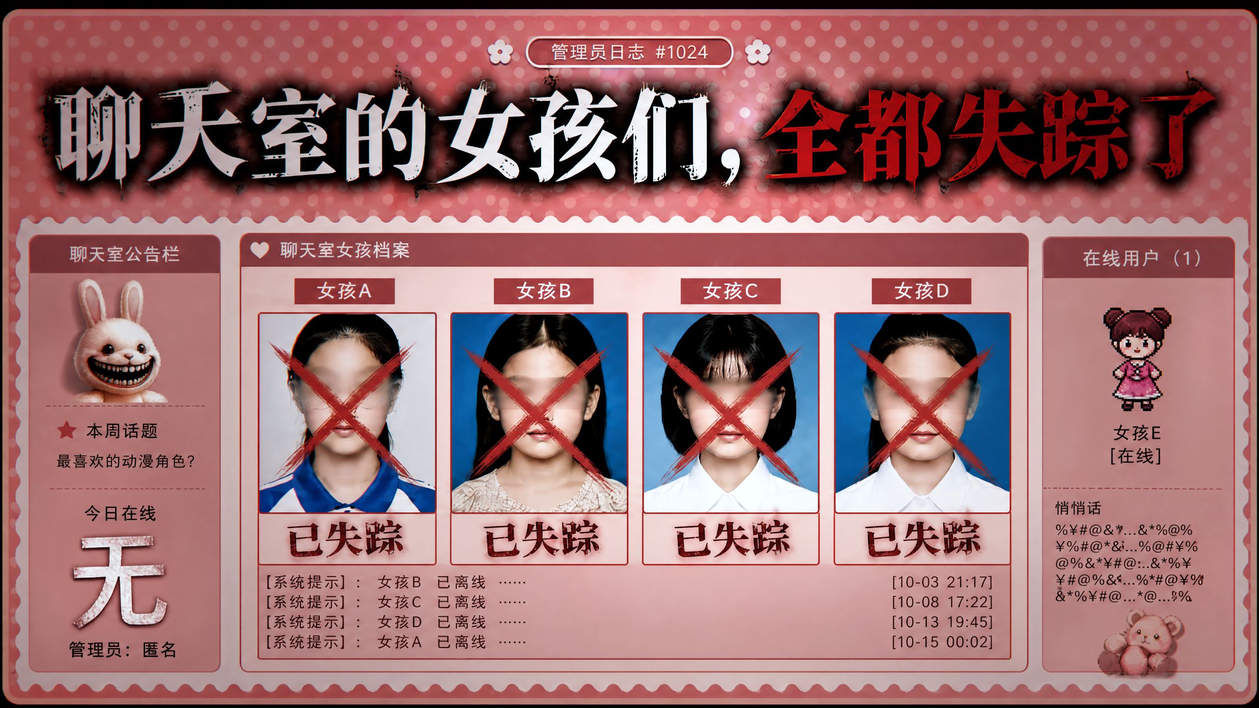 废弃聊天室的四名女孩全部失踪，真相恐怖到超出我的想象。。。越来越不对劲了