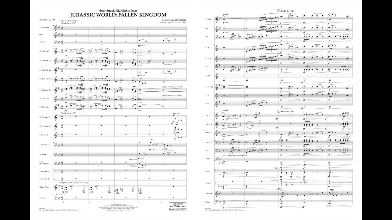 【3级】jurassic world fallen kingdom 侏罗纪世界2组曲 总分谱