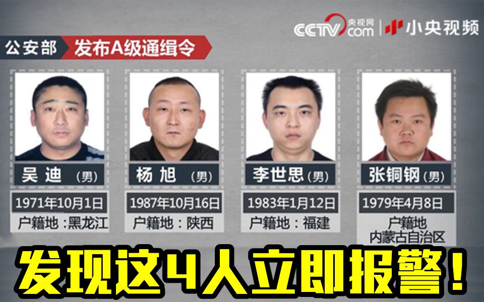 公安部发A级通缉令 发现这4人立即报警哔哩哔哩bilibili