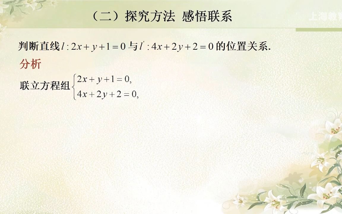 2022年上海空中课堂N0301高中数学上教版高2下选择性必修1第1单元1.3 两条直线的位置关系(1)W哔哩哔哩bilibili