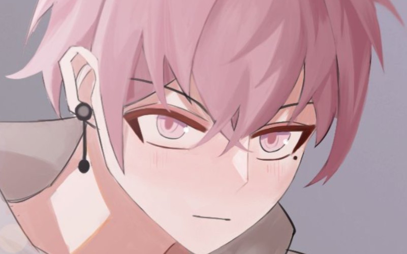 画了个粉毛帅哥