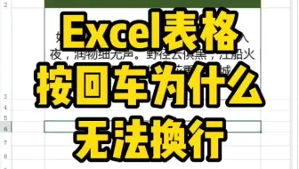 Excel表格中直接按回车为什么无法换行