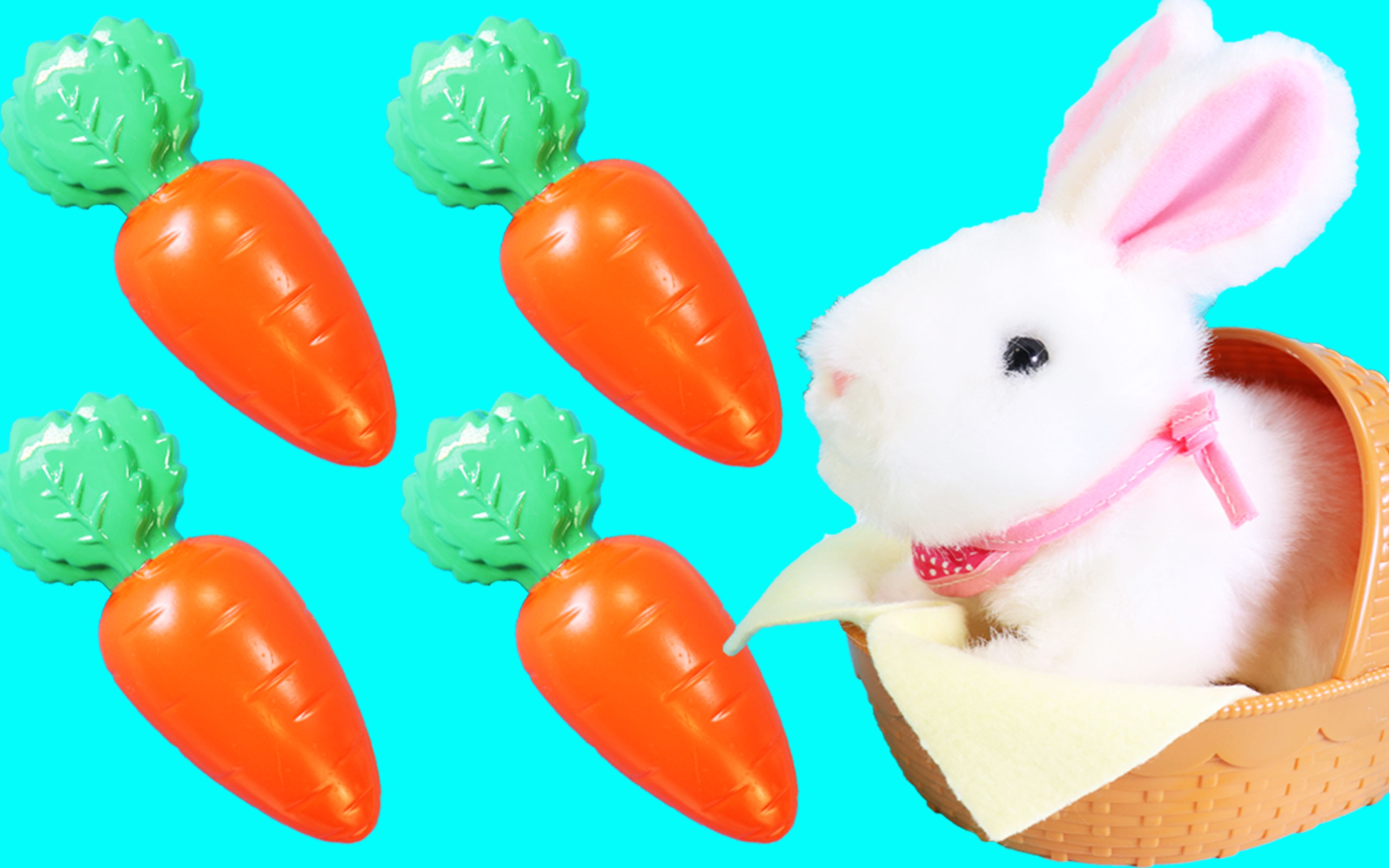 拉比兔吃胡萝卜养成记咪露妹妹细心照顾小白兔可爱的兔兔