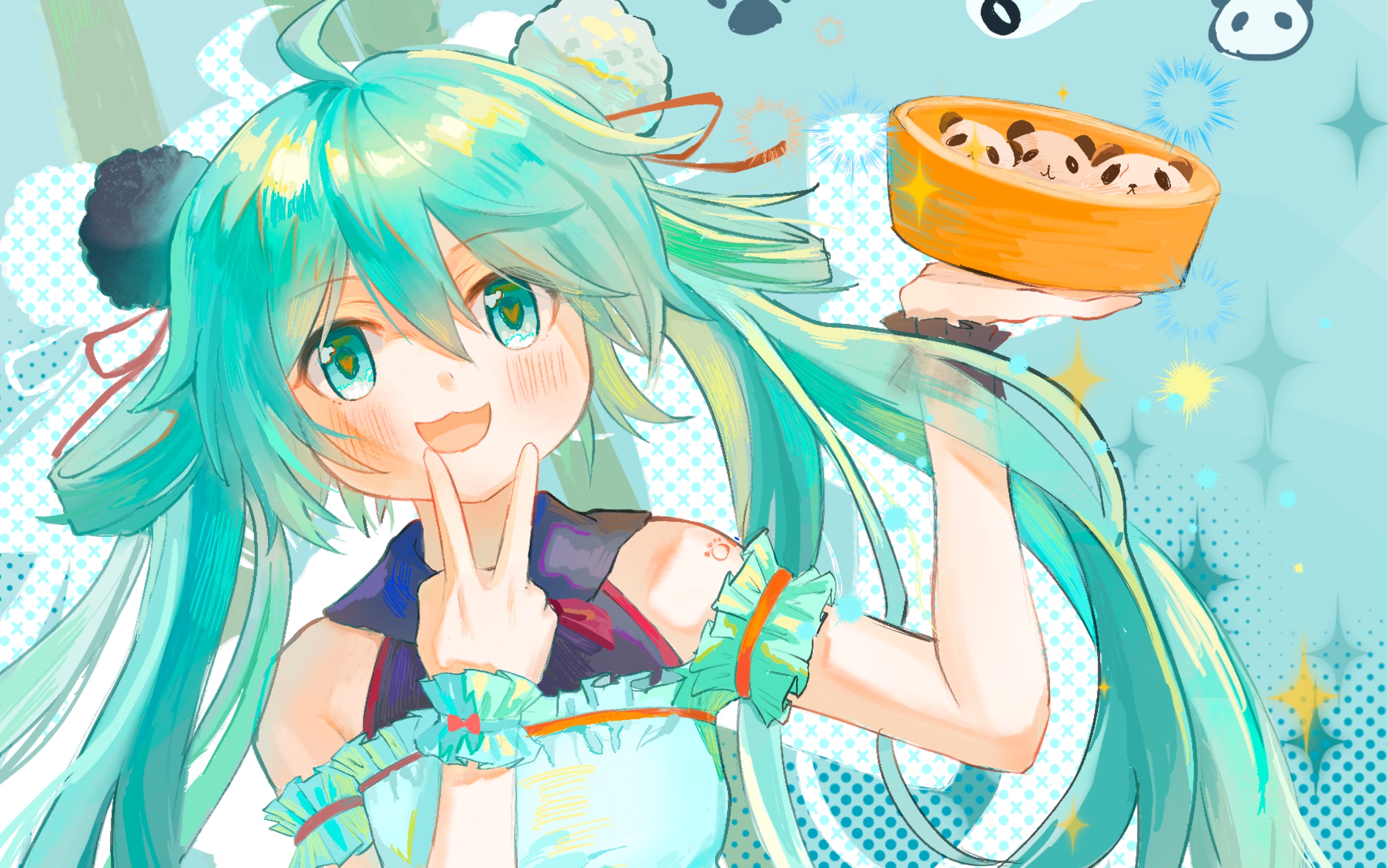 【绘画过程】熊猫豆沙包miku