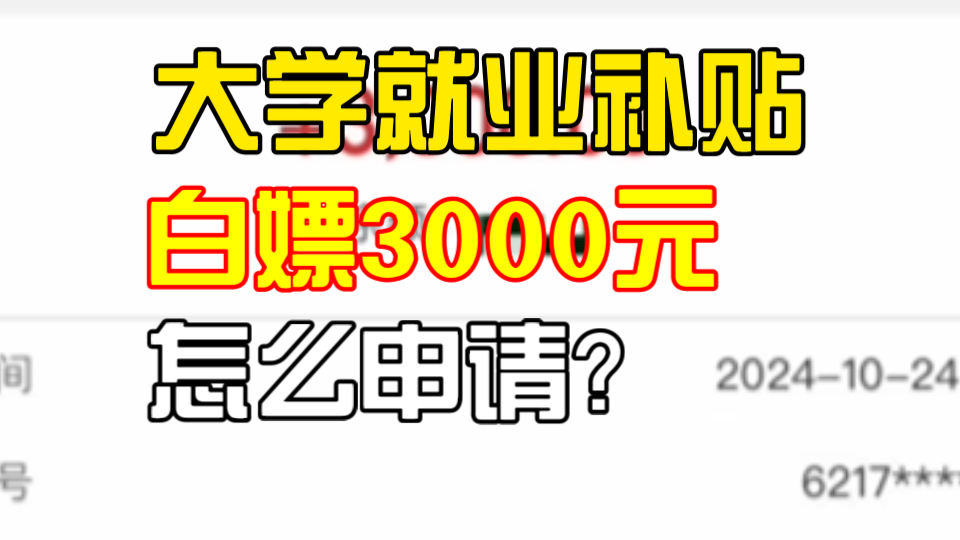 大学就业补贴!大学生白嫖3000元!怎么申请?哔哩哔哩bilibili