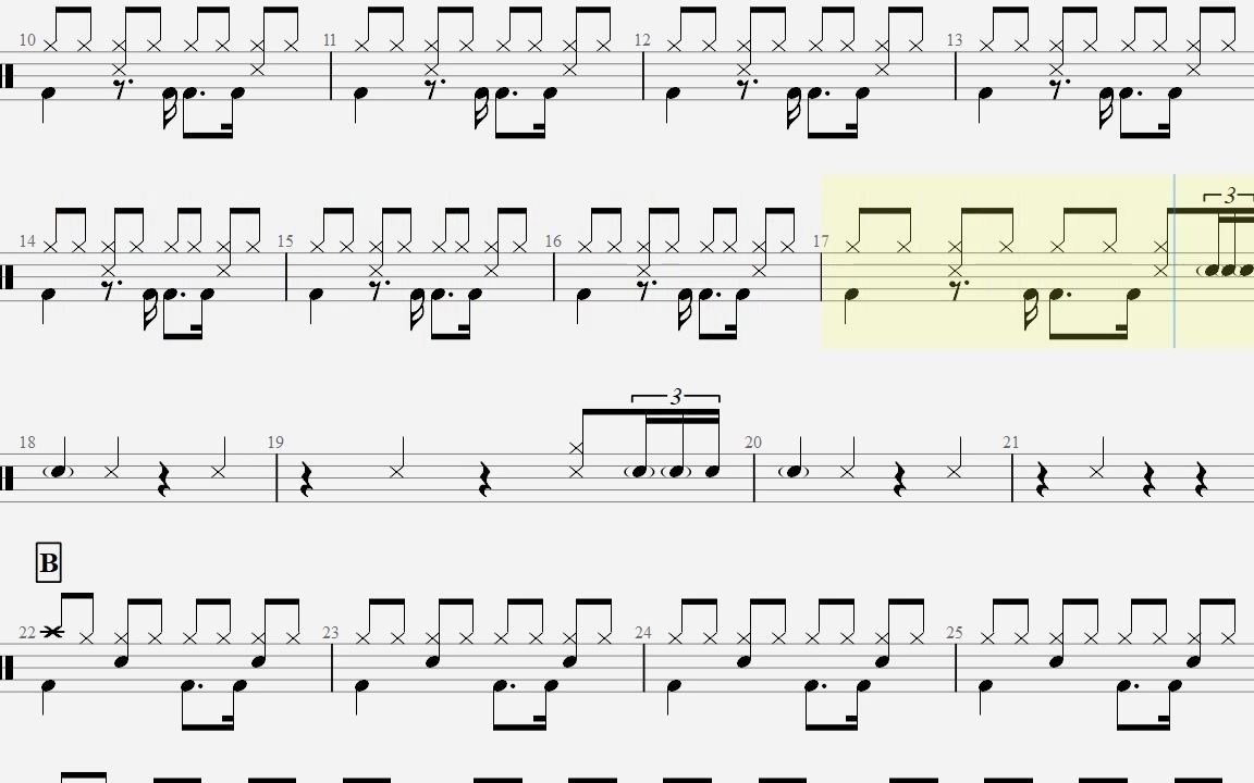 乐手网米津玄师lemon架子鼓动态鼓谱演示