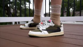 Download Video: Travis Scott x Air Jordan 1代 “Medium Olive” AJ1 低帮 TS 倒钩8.0 绿倒钩 橄榄绿｜Seth Fowler