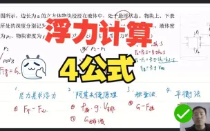 Download Video: 【中学物理高世军】8年级物理，浮力重难点（一）--《浮力计算4公式》