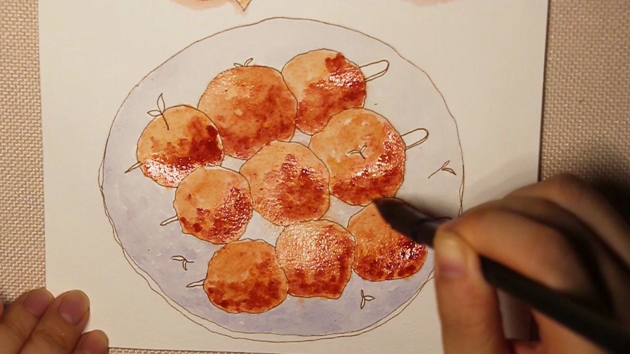 肉丸子简笔画颜色图片