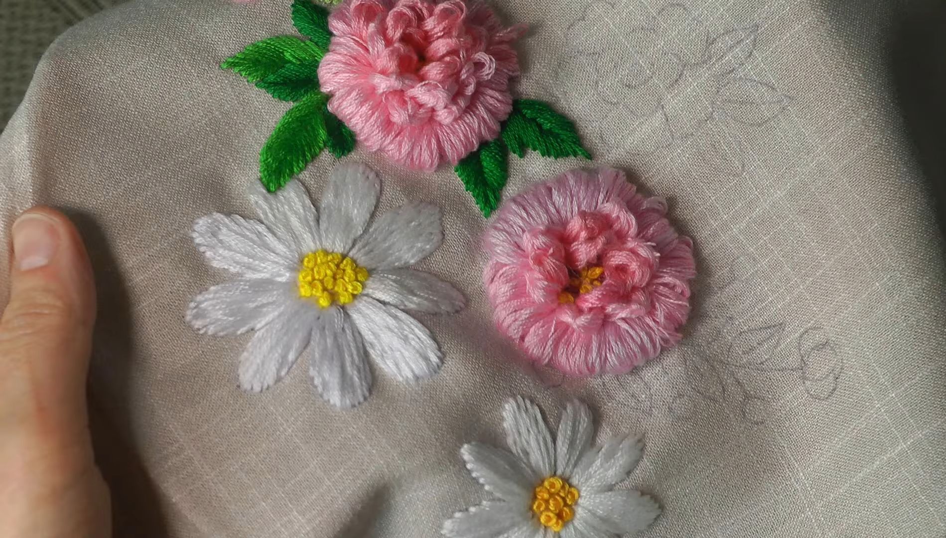 【malina gm embroidery】雏菊刺绣教程flower embroidery for