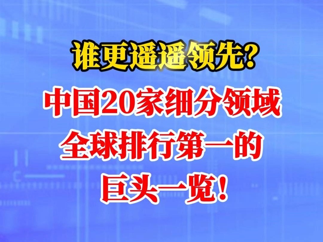 谁更遥遥领先?中国20家细分领域全球排行第一的巨头一览!哔哩哔哩bilibili