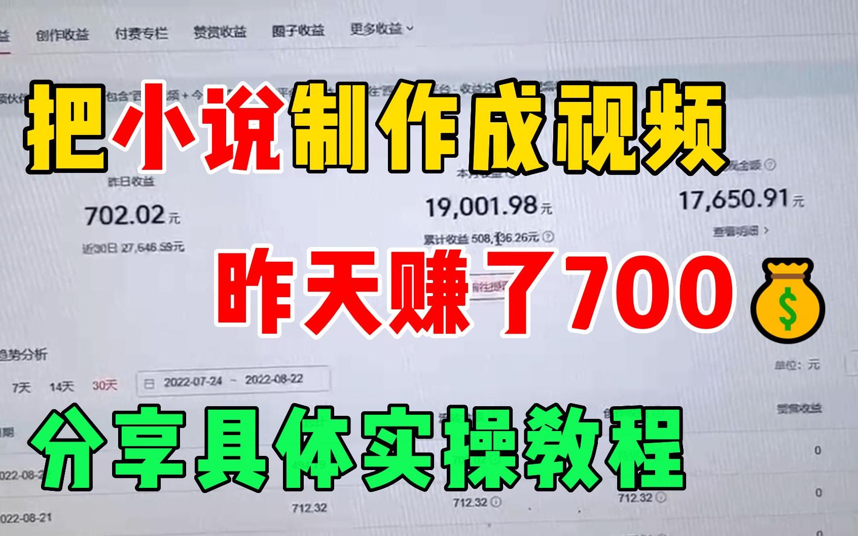 把小说复制粘贴做成视频,昨天收入700+,零成本兼职,自媒体详细教程!哔哩哔哩bilibili