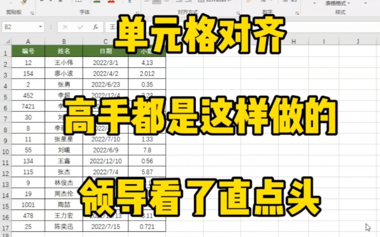 Excel单元格的内容对齐,别再一个个敲空格了,看看高手是怎么操作的