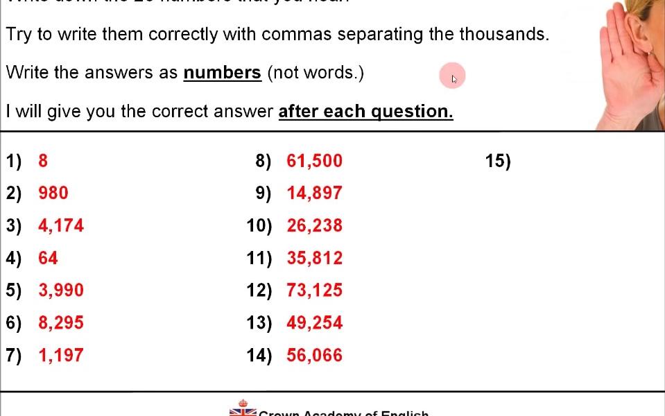 [图]English listening quiz - NUMBERS