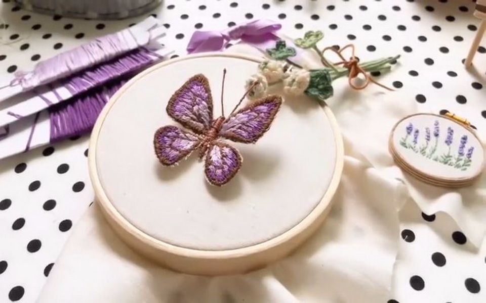 [图]刺绣 立体な蝶 butterfly embroidery 春