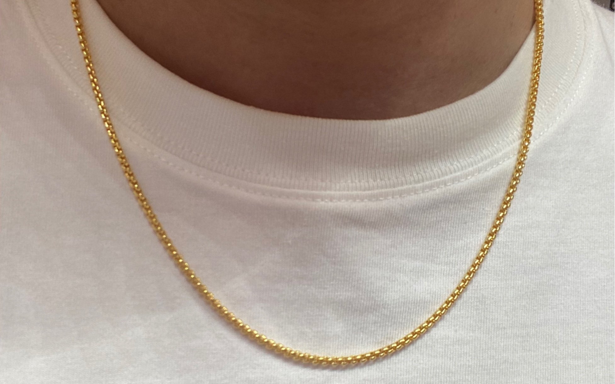 黄金盒子链!足金999.9的!24.24克!长度55cm!宽2.5mm!小克重实心款!