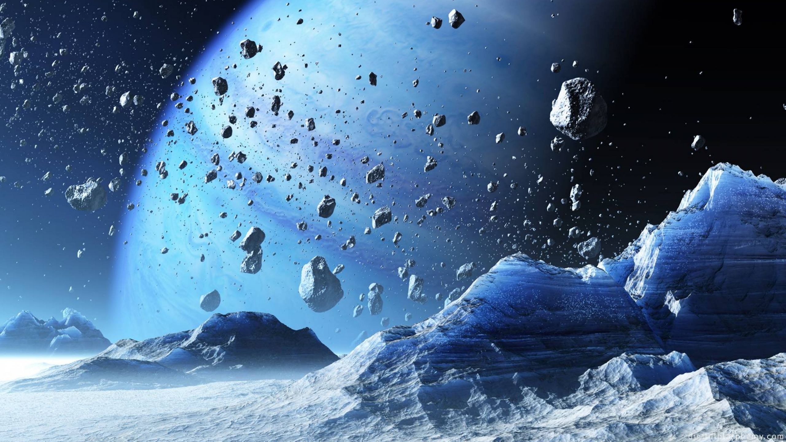 银河系外的蓝色气态巨行星的冰卫星 小行星带