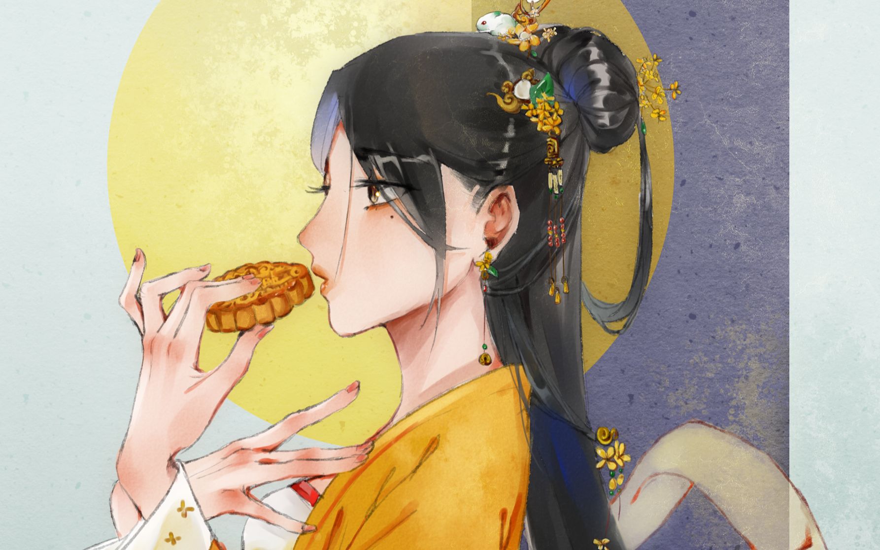 活动作品板绘桂花月饼的拟人