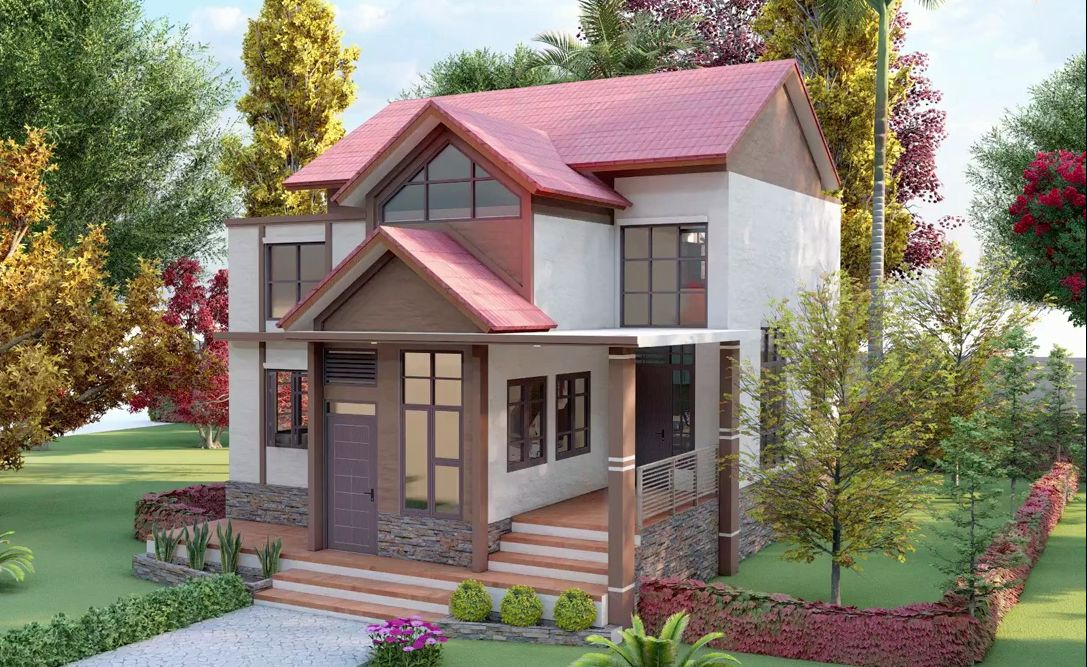 8x12别墅3卧室|很棒的房子创意二层别墅设计效果图【搬运】azura