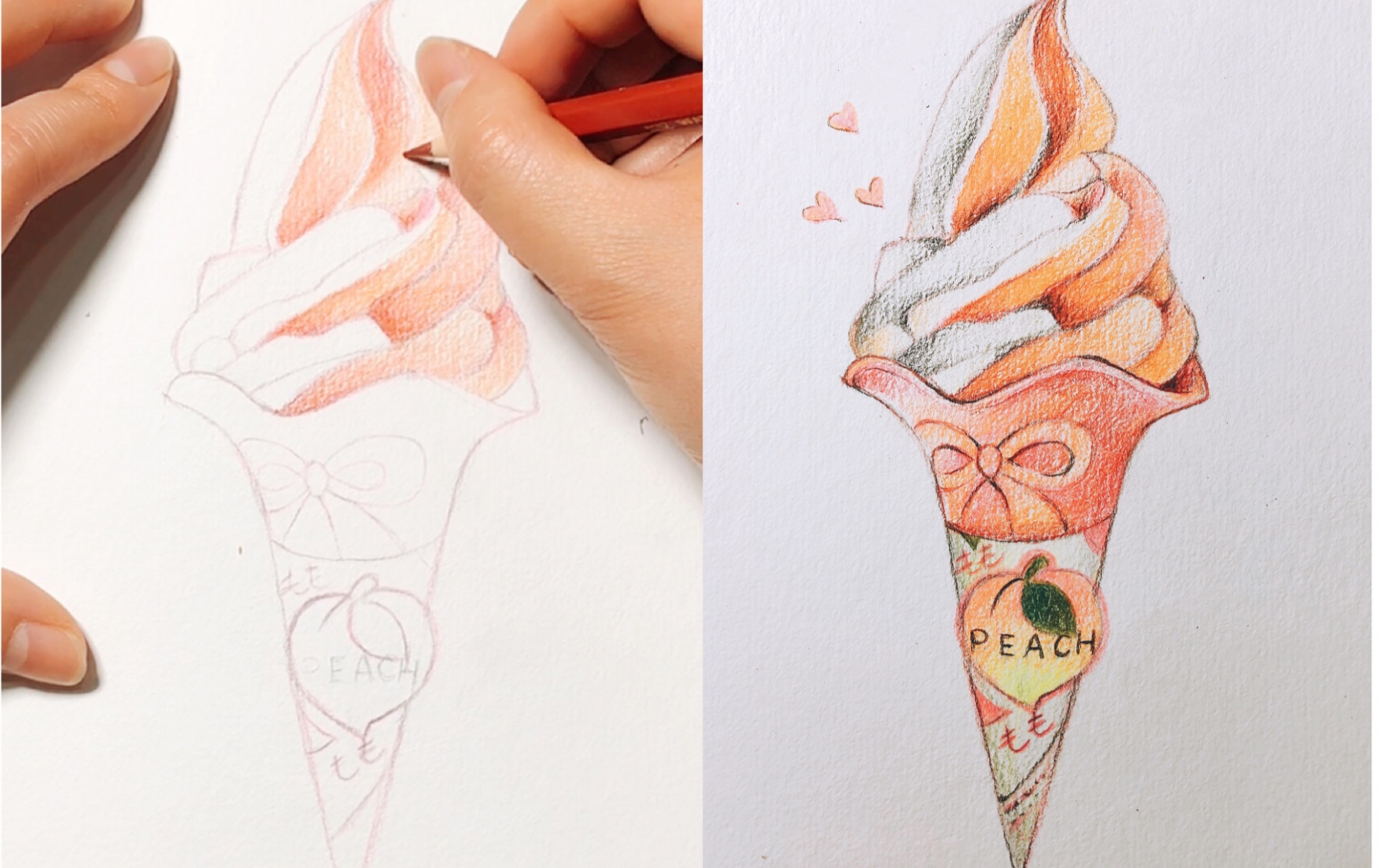 【彩色铅笔】画一个kfc新出的白桃冰激凌