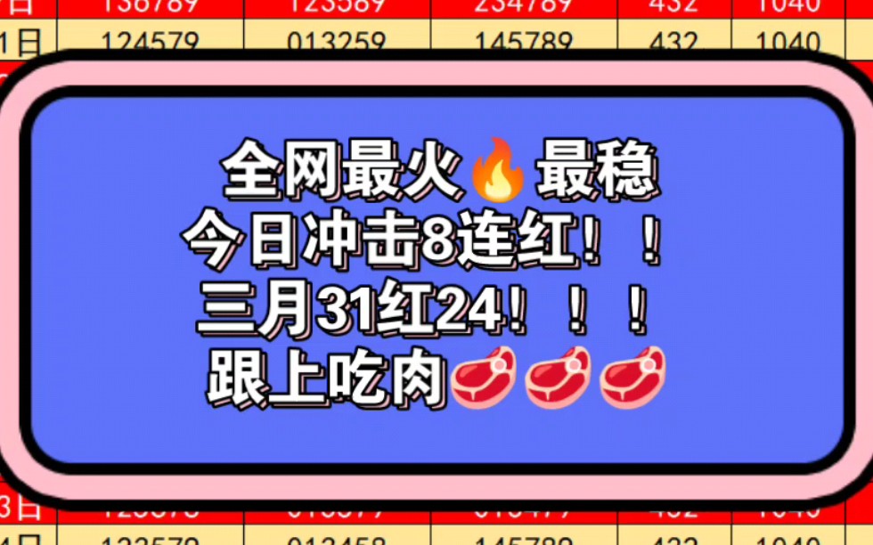 41 红星排三今日冲击8连红!!三月31中24!跟上收主页交流解析哔哩哔哩bilibili