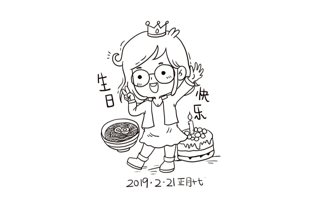 neko手绘2019年正月十七neko给自己画的生日手绘