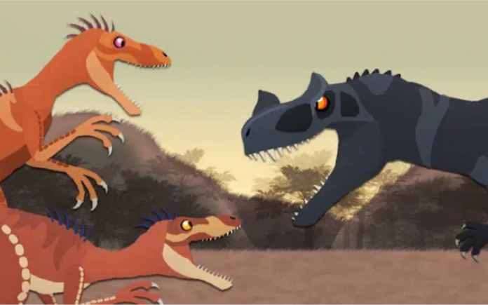 恐龙之间的战斗:恐爪龙vs角鼻龙(dinomania制作)