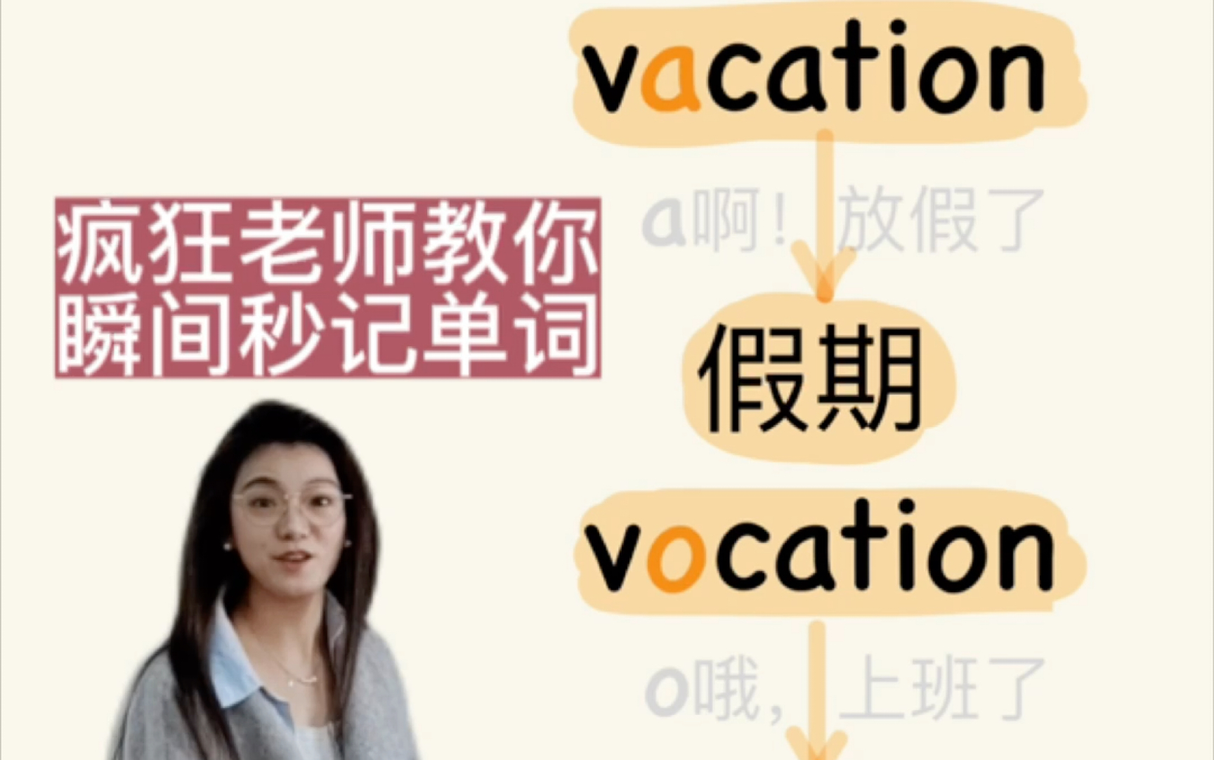 疯狂老师教你瞬间秒记英语单词vacation和vocation哔哩哔哩bilibili