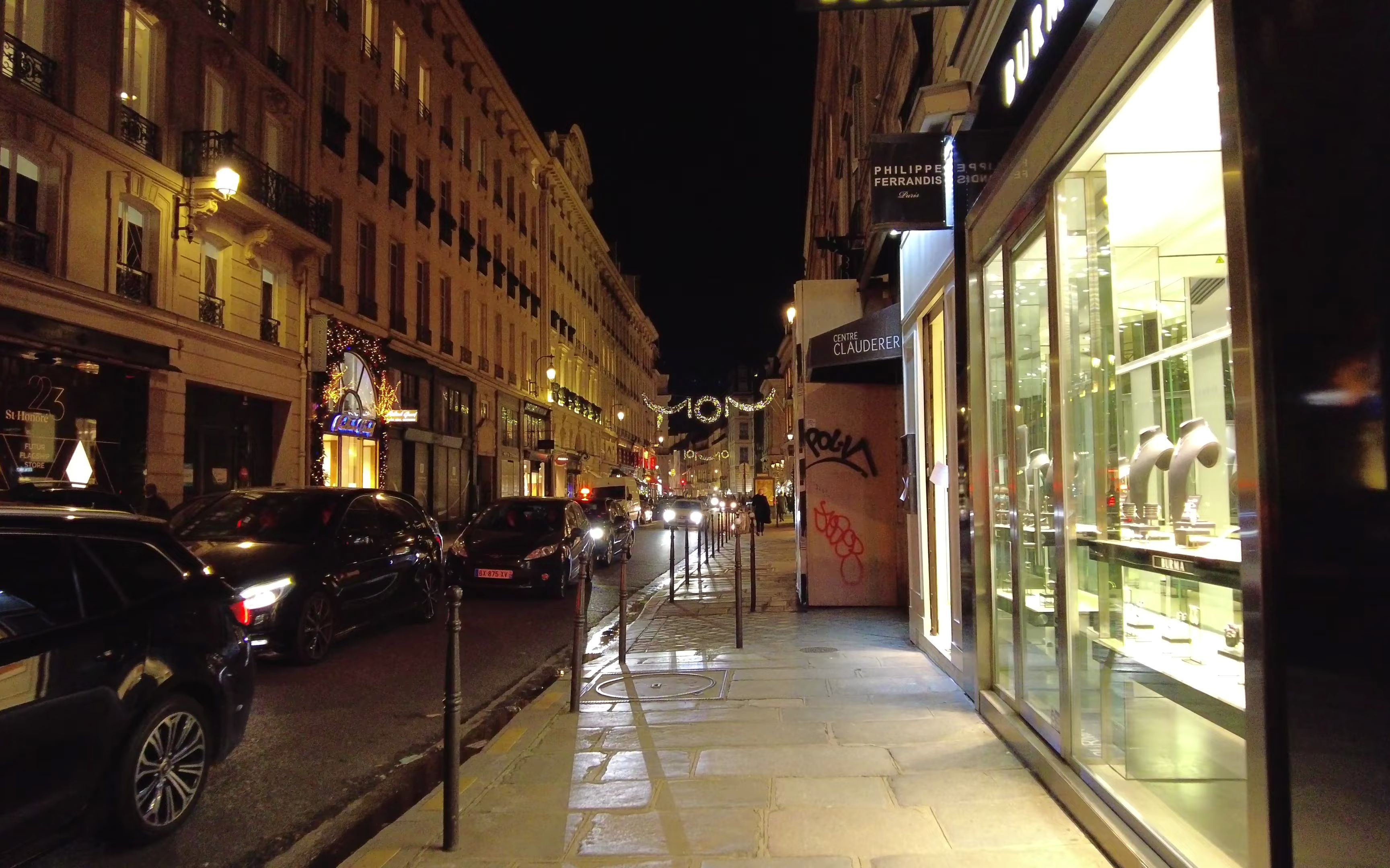 4k超高清法国巴黎2021年巴黎圣诞灯饰圣奥诺雷街