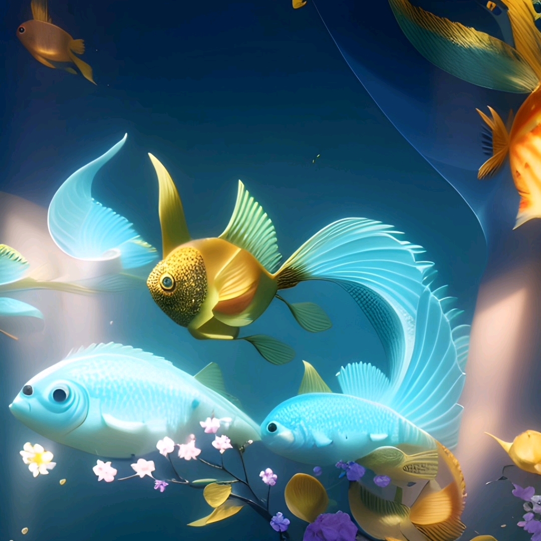 鱼 画 梦幻 花 海底世界