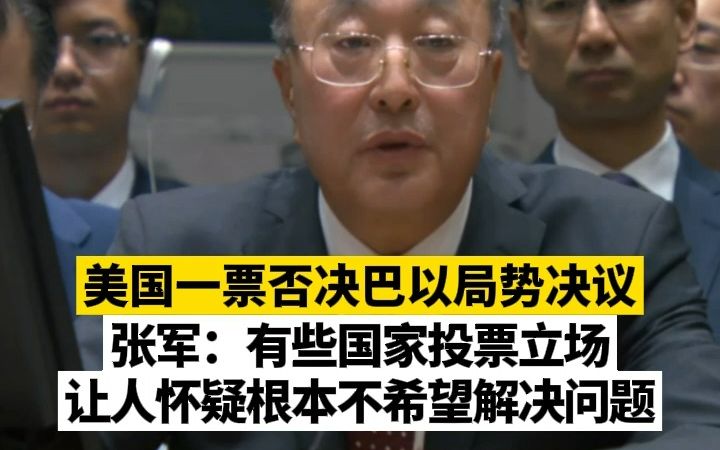 美国一票否决巴以局势决议,张军:有些国家投票立场让人怀疑根本不希望解决问题哔哩哔哩bilibili