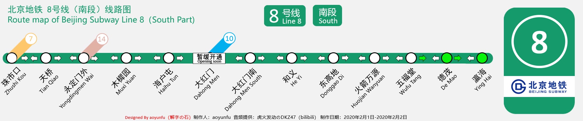 北京地铁闪灯图北京地铁8号线南段八号线南段自制闪灯图报站录音视频