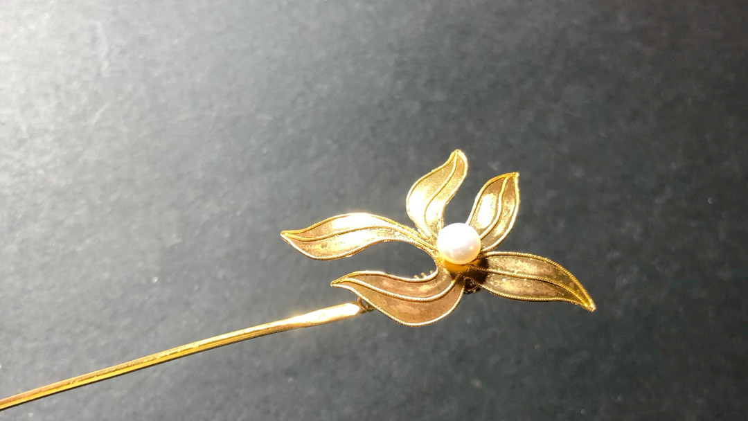 银镀金花丝镶嵌颤枝兰花发簪