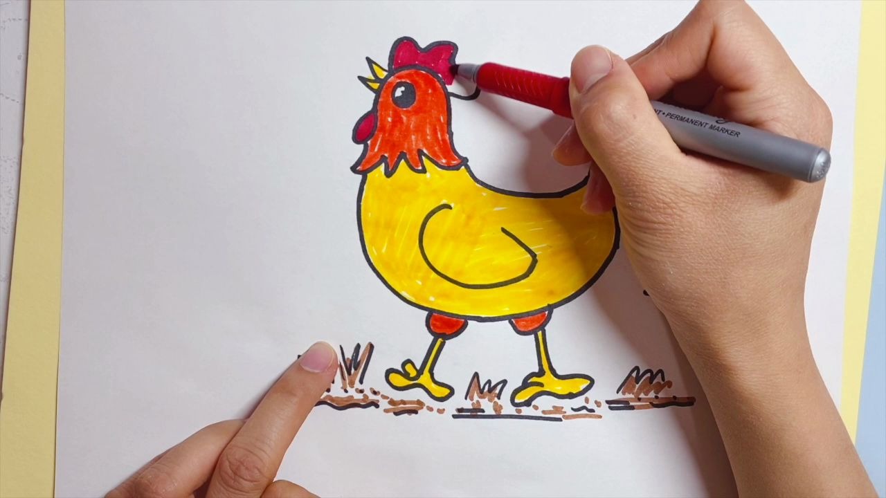 儿童简笔画//动物篇-大公鸡//kids drawing//how to draw a cute cock