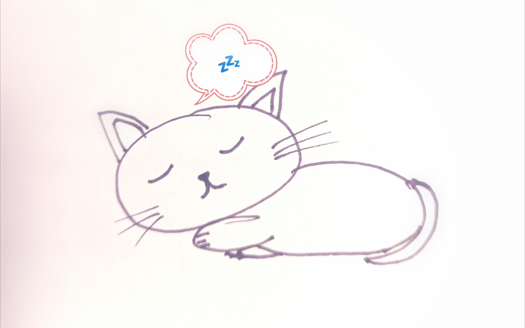睡觉的小猫画画图片