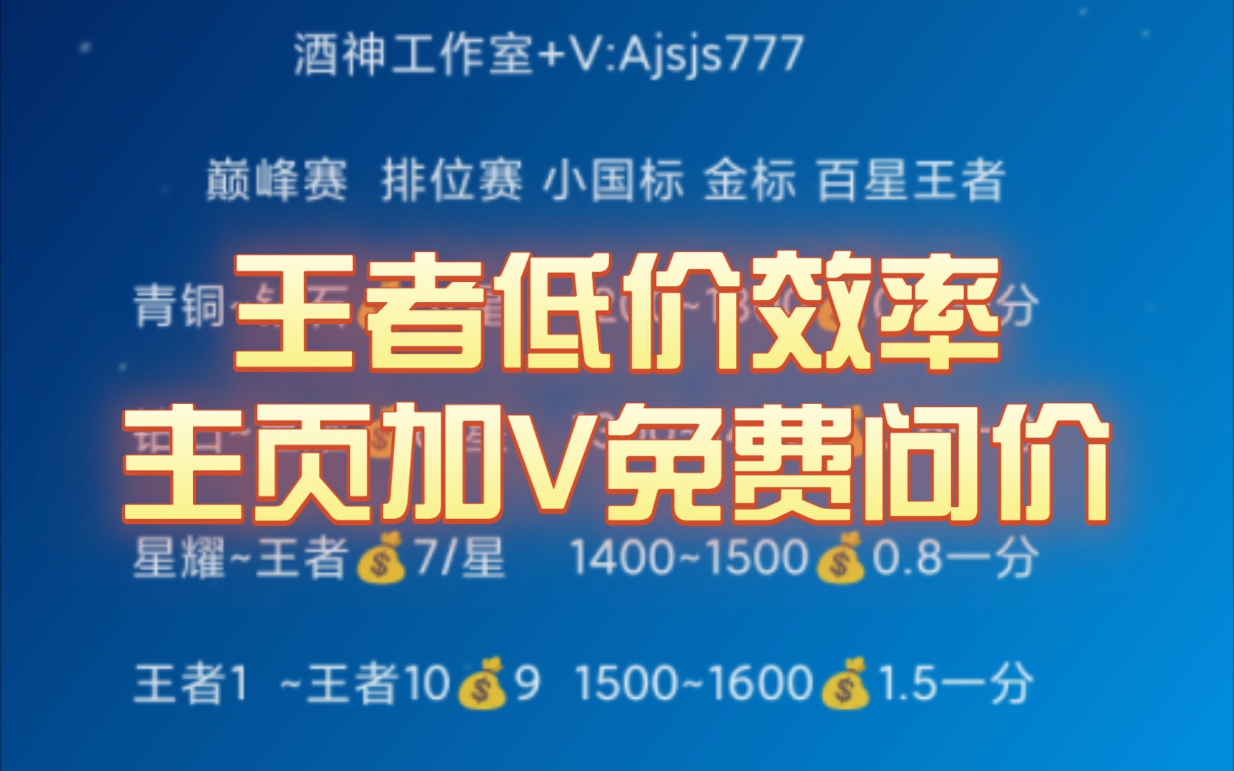 【王者代练】低价 效率 诚信 正规企业工作室 主页加v 免费文问价!!!哔哩哔哩bilibili