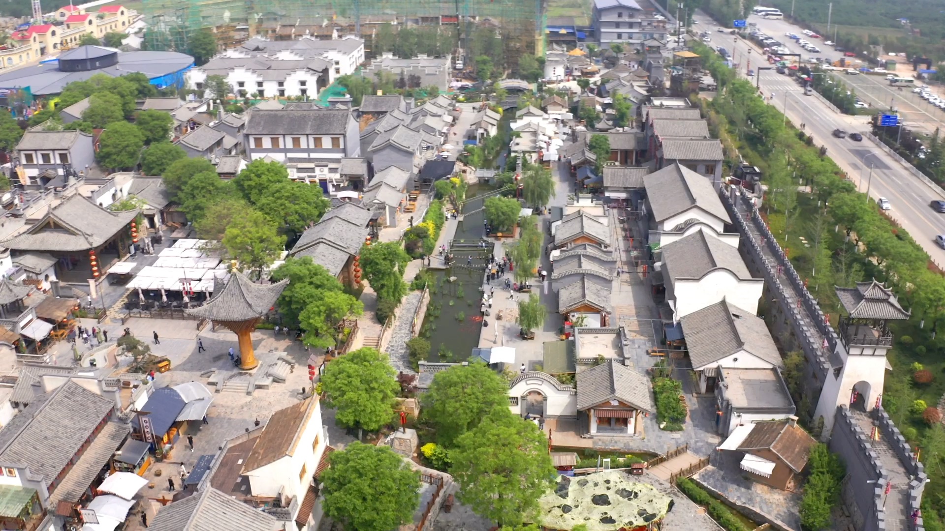 航拍西安白鹿仓民俗文化村