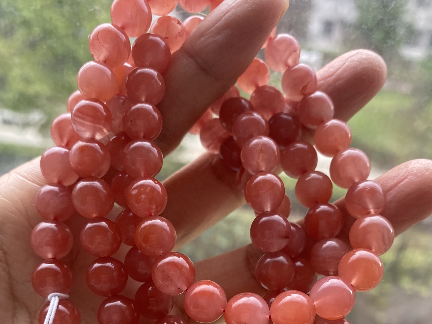 纯天然南红项链多圈手串,珠子卡9,保山南红106颗,纯天然无任何优化
