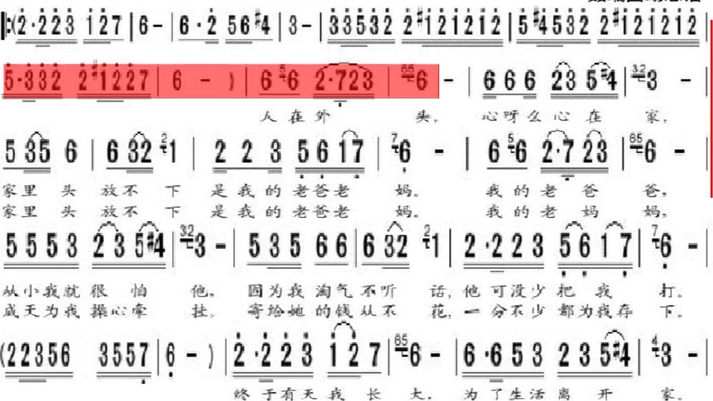 《老爸老妈》动态谱歌曲、跟着音乐学简谱、动态谱伴奏哔哩哔哩bilibili