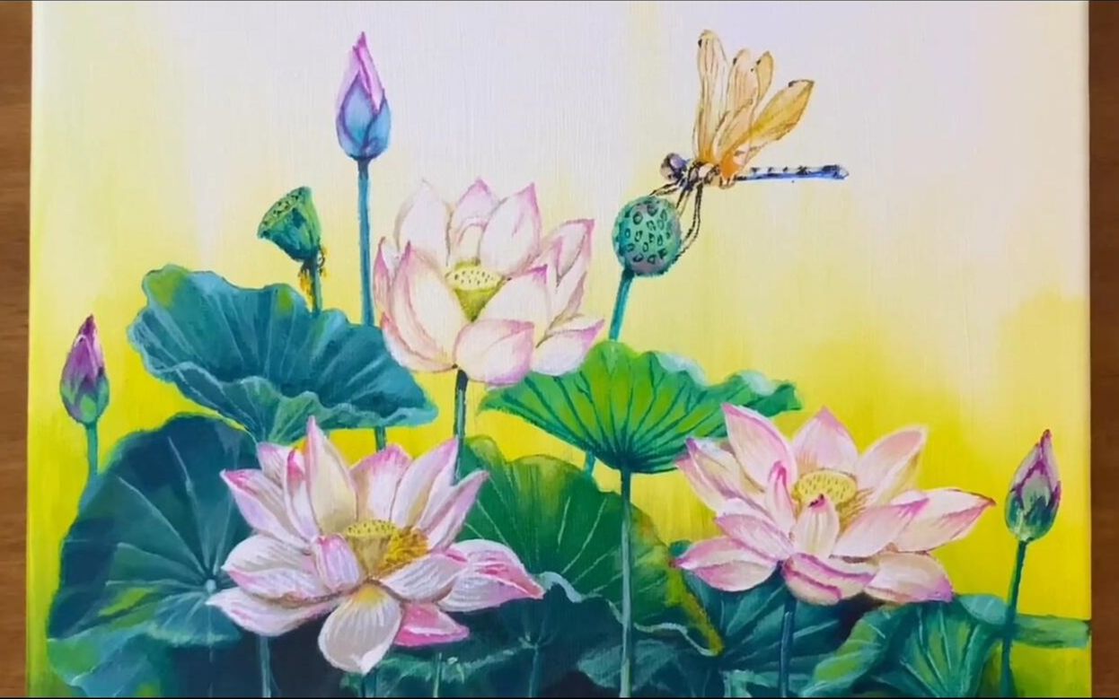 [图]【丙烯画】【绘画教程】如何画荷花-How to Paint Lotus Flower in Acrylic