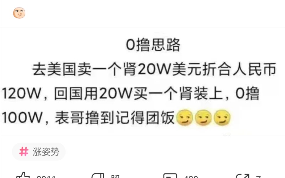 ““去美国卖肾20w美元折合人名币120w,回国用20w买个肾装上,白搞100w,是不是很划算?””哔哩哔哩bilibili